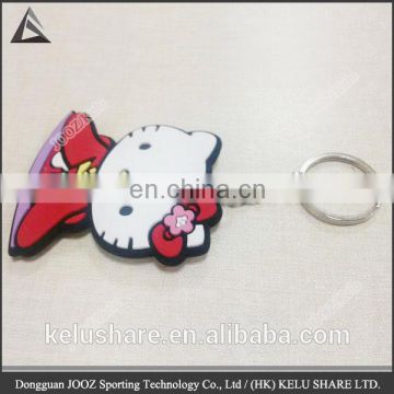 cheap made design OEM shaped hello kitty silicone key ring pvc rubber keychain