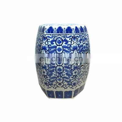 Creative hexagon shape ceramic porcelain antique blue and white nested stool