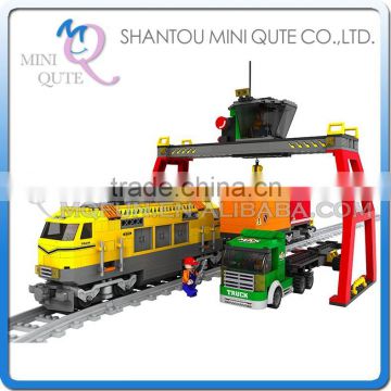 Mini Qute DIY train Transport truck container rail vehicle action figure plastic building block model educational toy NO.25004