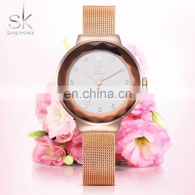 SHENGKE  Madam Elegant Watch K0038L Crystal Decoration Wristwatch Shell Surface Quartz Wrist Watch reloj para mujer
