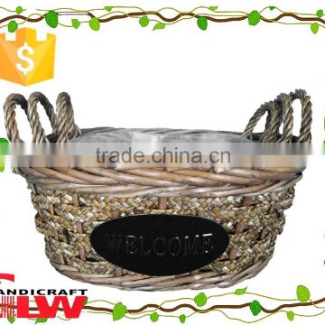 S/3 new product willow&rush garden tool basket, garden basket, plant pot, garden flower pot with plastic liner