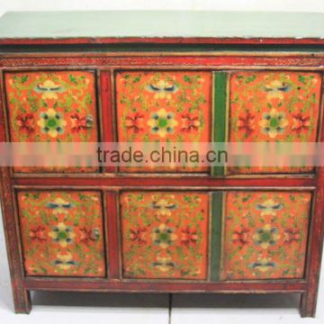 Chinese antique Tibet Six Door Cabinet Tibet bedroom furniture