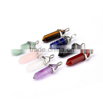 Beautiful 8 pcs Mixed material Silver Plated Healing Point Gemstone Pendant (Chain is not Included)