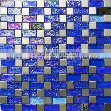 Hot selling Blue and Silver New Glass Mix Stainless Steel Mosaic
