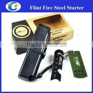 emergency fire starter ferro rod with multi striker - black