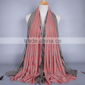 ladies new design scarf printed floral bohemian style scarves viscose shawls beach echarpe pure muslim hijab / pashmina
