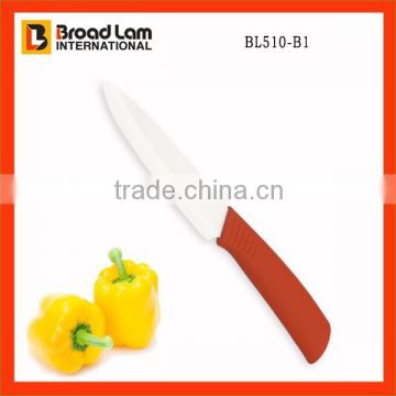 Eco-Friendly Anti-slip Handle Ceramic Knife 5" Chef Knife white blade, satin finish with TPR coating handle