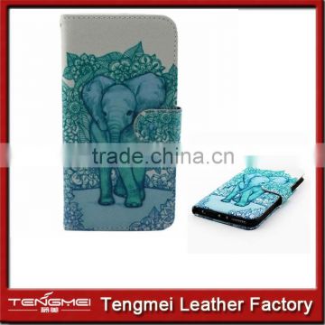 PU leather case for samsung galaxy S6 Edge,card holder case for samsung galaxy,elephant painting case for samsung