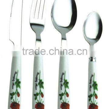 Hot-sale stainless flatware stainless steel cutlery, stainless steel tableware with plastic handle