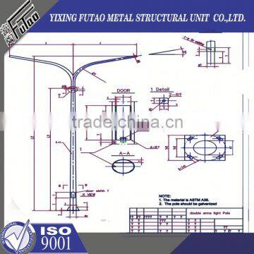 High quality galvanized hexagonal street steel lamp pole