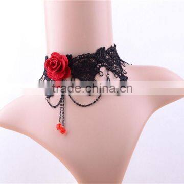 Black & red rose Lace Choker Necklace