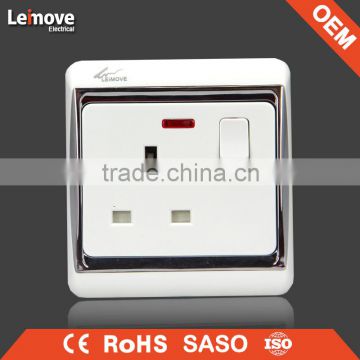 European and Classic 13A british type switched socket with neon