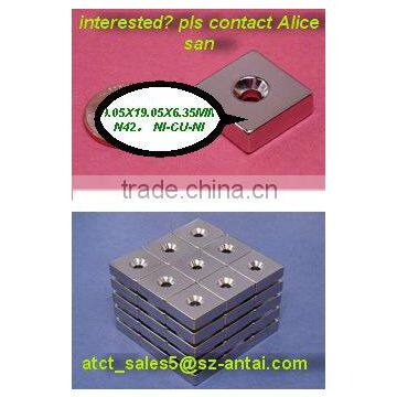 Magnetic square block/magnet with screw hole