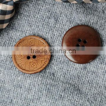 4 Holes Brown Corozo Nut(Ivory) Nut Button with Laser Engraved for Lady's Clothing