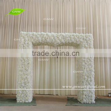 GNW FLW160918-G artificial white decorated silk rose and hydrangea flower arch for wedding decor