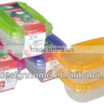 2 PCS FUCHSIA, TURQUOISE, LIME GREEN, ORANGE 0.25L RECTANGULAR PP PLASTIC FOOD CONTAINER