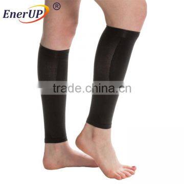 elastic copper nylon knit black long compression calf sleeve brace