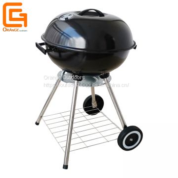 Outdoor Used Portable Trolley Round BBQ Grill with Wheels and Shelf