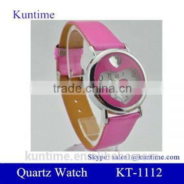 fashionable watch gift set with Cute Heart Shaped Dial PU leather band