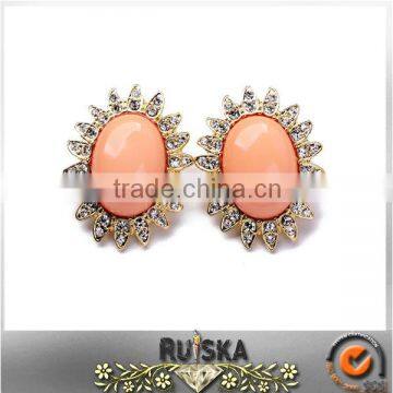 Women Fashion Orange Acrylic Stone Clip On Earrings