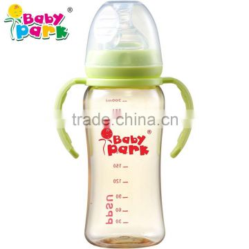 2015 baby product baby bottle plastic milk bottles wholesale PPSU wide neck baby feeding bottle with handle BabyParkA507