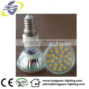 hot sell JDR E14 24SMD 5050 4W led spotlight glass cup high quality