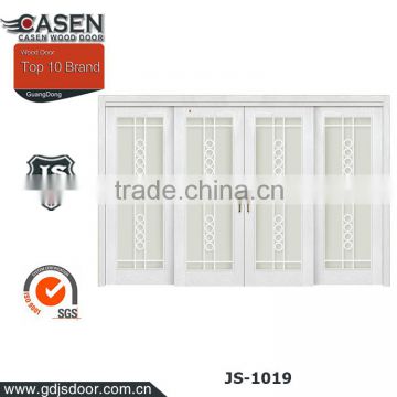 Top fashion wood glass door design white painting four sliding doors for exterior