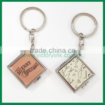 Square Shape Sticker Iron Compact Mirror Key Chain