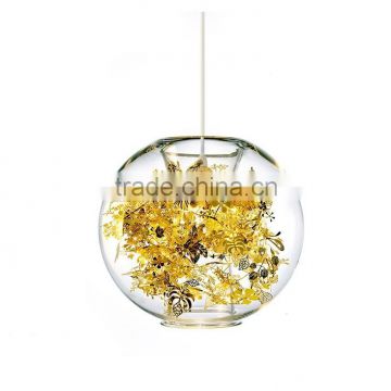 Stainless Steel Glass Globe Pendant Light / Transparent Gold Lighting