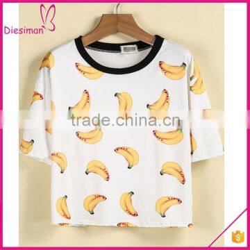 White Short Sleeve Fancy Custom Bananas Print T-Shirt