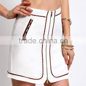 white simple a-line 2016 latest fashion micro mini skirt of women