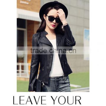 Young ladies brand quality moto bike leather jackets