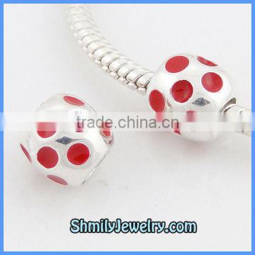 Wholesale Red Dot Silver Screw Core Fashion Enamel Charms BES42