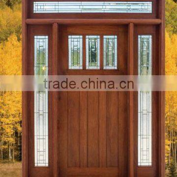 Mahogany solid wooden glass door with glass sidelites