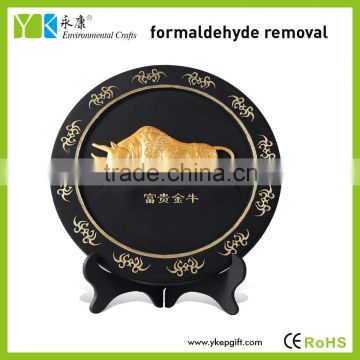 Other home decor Round plate shape golden cow Chinese fengshui ornaments products