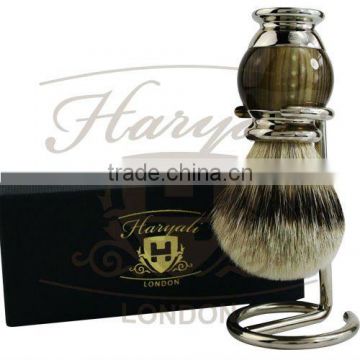Horn Imitation & Crome Shaving Brush Silver Tip Badger