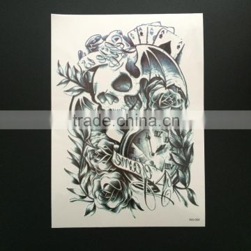 WX- 054 Evil Skull Temporary CMYK Tattoo Sticker/ Adhesive Black Only Tattoos