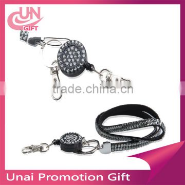Luxury Bling Bling Crystal Rhinestone Lanyard with Claw Clasp ID Badge Holder for Cell Phone