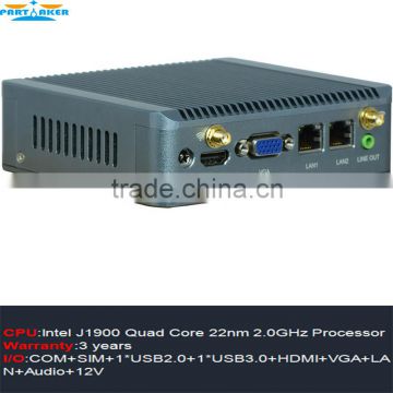 Quad core Nano net computer black Linux Ubuntu 2 Ethernet J1900 Mini PC