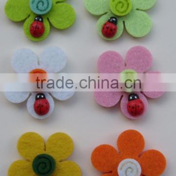 multi colors felt flower with ladybird ornament fridge magnet crafts felt sticker decoration