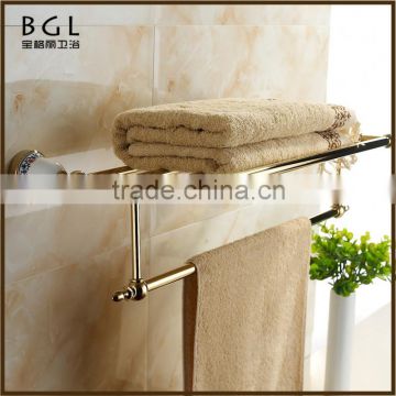 11720-bg america design zinc alloy gold bathroom accessory towel shelf