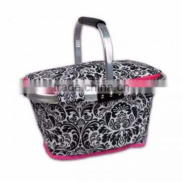 Wholesale outdoor two compartment foldable picnic basket