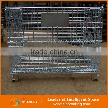 Aceally Foldable and collapsible steel storage cage wire mesh container
