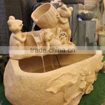frog sandstone statues water fountain