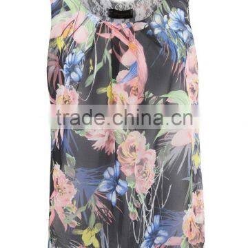 Floral print top selling products 2015, fashion chiffon top,woman top