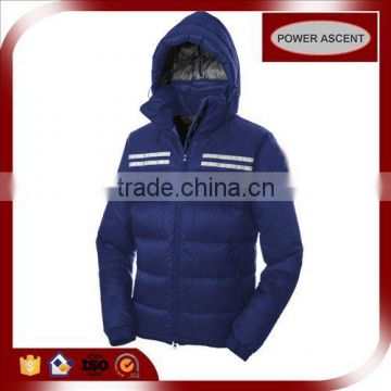 2015 Mens Two-Ways Zipper Down Jacket with Reflective Stripe