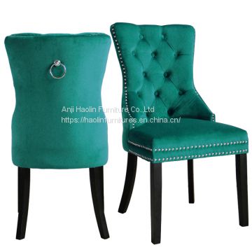 Velvet Dining Chair in Solid Wood with buttons,nailhead,knocker and tufted designs