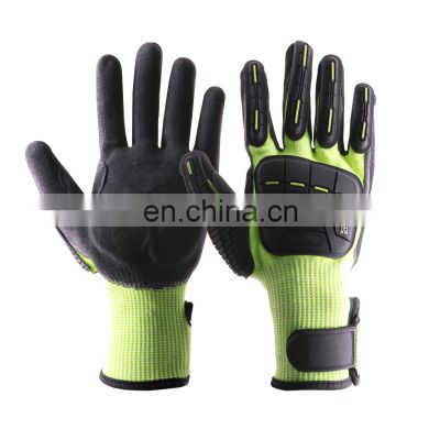 HANDLANDY Breathable Micro Foam nitrile smooth Palm Cut-Resistant Knit Work Gloves Mechanics Impact Resistant Gloves