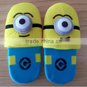 Factory directly plush despicable me minion slippers soft material indoor slippers