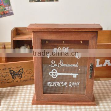 Hot sale customized wooden key box,custom made boxes,pine wood box,Square wooden key box with bottons on the cover